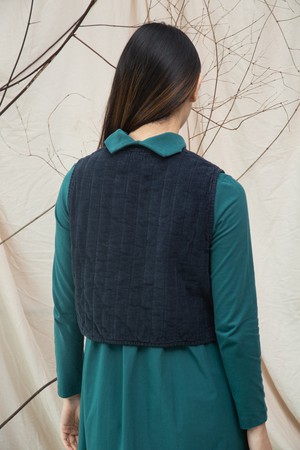 Lark Organic Cotton Corduroy Gilet in Night Sky Navy from Beaumont Organic