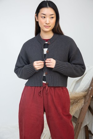 Sugi Organic Cotton Knitted Cardigan in Grey Marl from Beaumont Organic