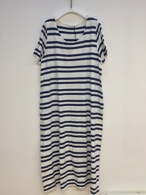 Viola-Sue Organic Cotton Dress in Navy & White Stripe L Preloved from Beaumont Organic