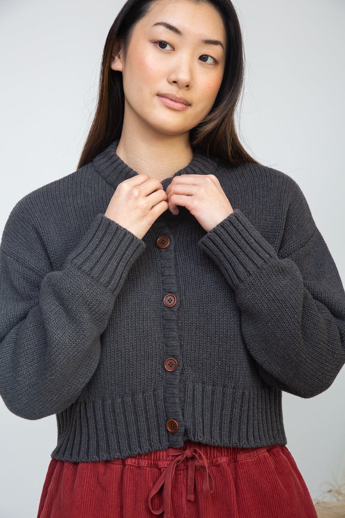 Sugi Organic Cotton Knitted Cardigan in Grey Marl from Beaumont Organic