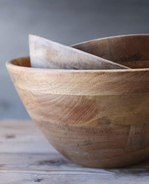 Indus Large Wooden Bowl in Natural from Beaumont Organic