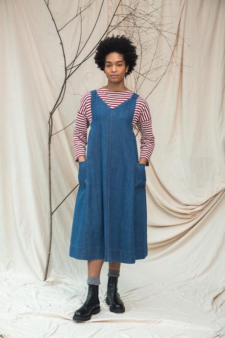 sustainable denim dress Tiered Denim Dress in Sustainable Cotton Blue