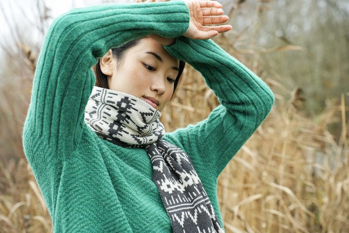 Janie-Sue Organic Cotton Knitted Scarf in Ecru Marl from Beaumont Organic