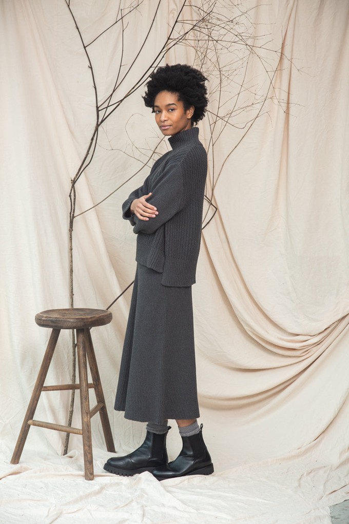 Mio Organic Cotton Knitted Skirt in Grey Marl from Beaumont Organic