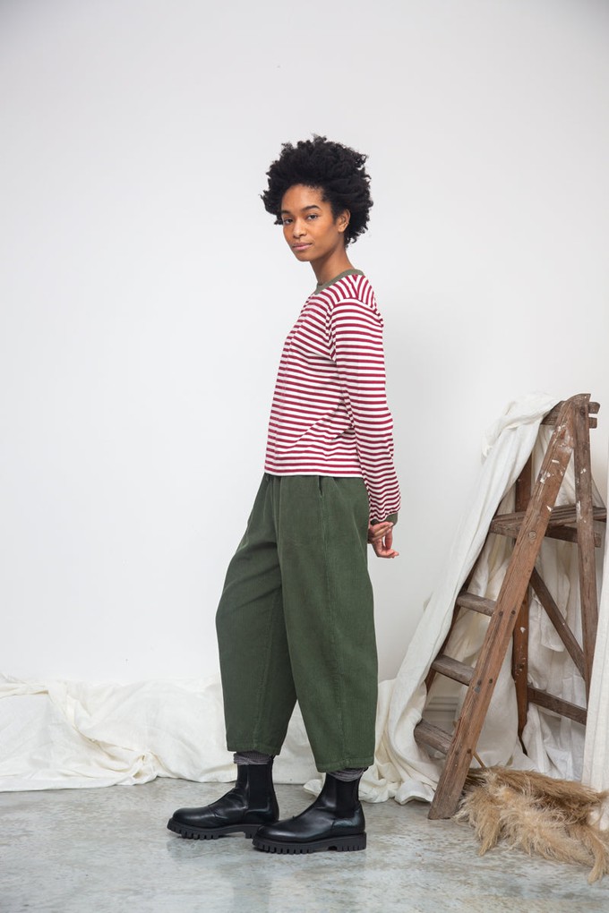 Cedar Organic Cotton Corduroy Trousers in Khaki from Beaumont Organic