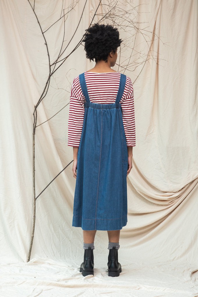 Nandina-Leigh Organic Cotton Denim Dress in Mid Blue from Beaumont Organic
