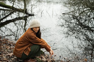 Brogan Lambswool Knitted Hat in Cream Marl from Beaumont Organic