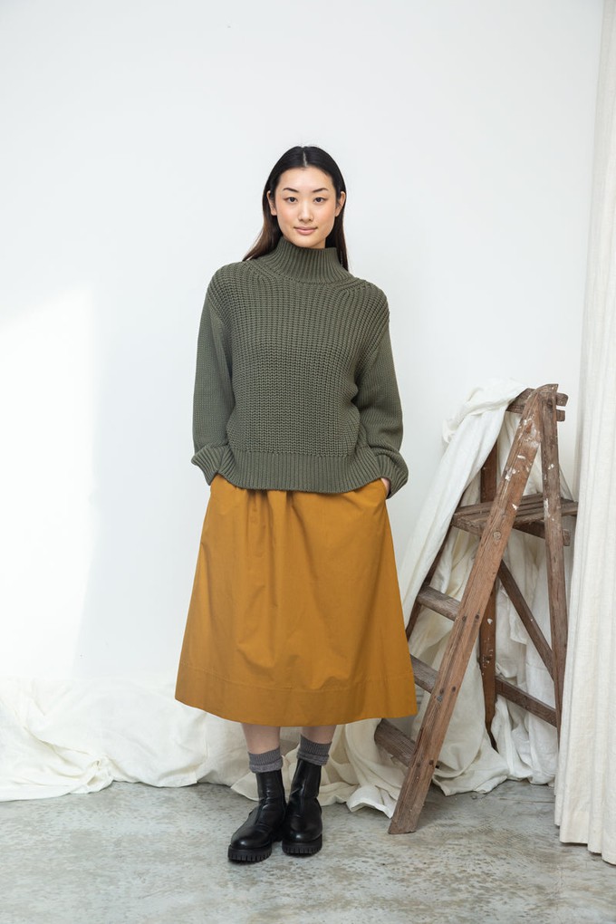Tora Organic Cotton Knitted Jumper in Soft Khaki from Beaumont Organic