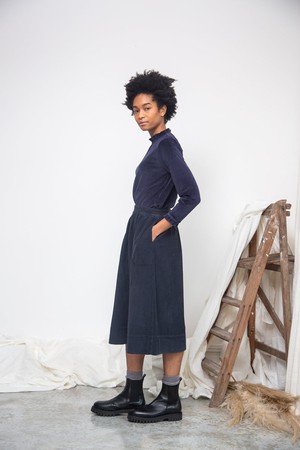 Alma Organic Cotton Corduroy Skirt in Night Sky Navy from Beaumont Organic