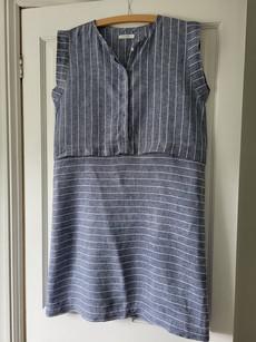 Adele-Sue Linen Dress In Blue Stripe Size S via Beaumont Organic