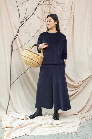 Divya Organic Cotton Velour Top in Night Sky Navy from Beaumont Organic
