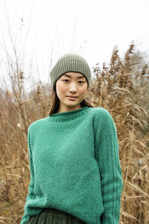 Evie Organic Cotton Knitted Hat in Soft Khaki from Beaumont Organic