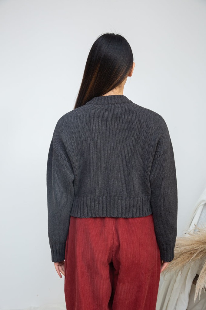 Sugi Organic Cotton Knitted Cardigan in Grey Marl from Beaumont Organic