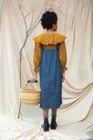 Nandina-Leigh Organic Cotton Denim Dress in Mid Blue from Beaumont Organic