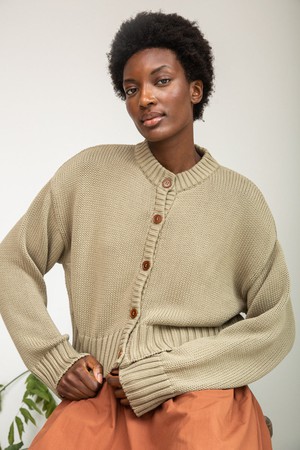 Sugi Organic Cotton Cardigan in Taupe from Beaumont Organic