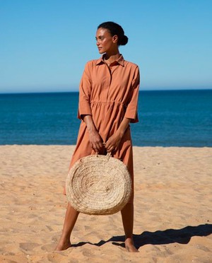 Thelma Organic Cotton Dress In Caramel from Beaumont Organic