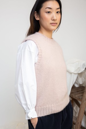 Arosa Mohair Knitted Vest in Shell Pink by HANNAH BEAUMONT from Beaumont Organic