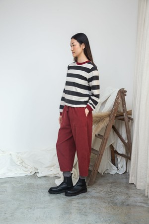 Cedar Organic Cotton Corduroy Trousers in Soft Burgundy from Beaumont Organic