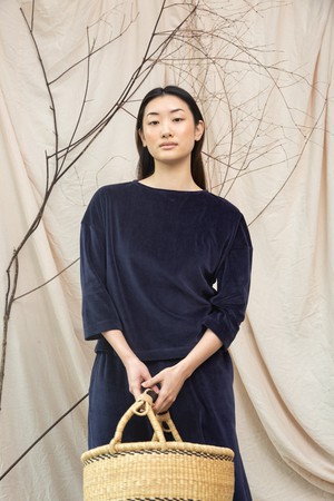 Divya Organic Cotton Velour Top in Night Sky Navy from Beaumont Organic