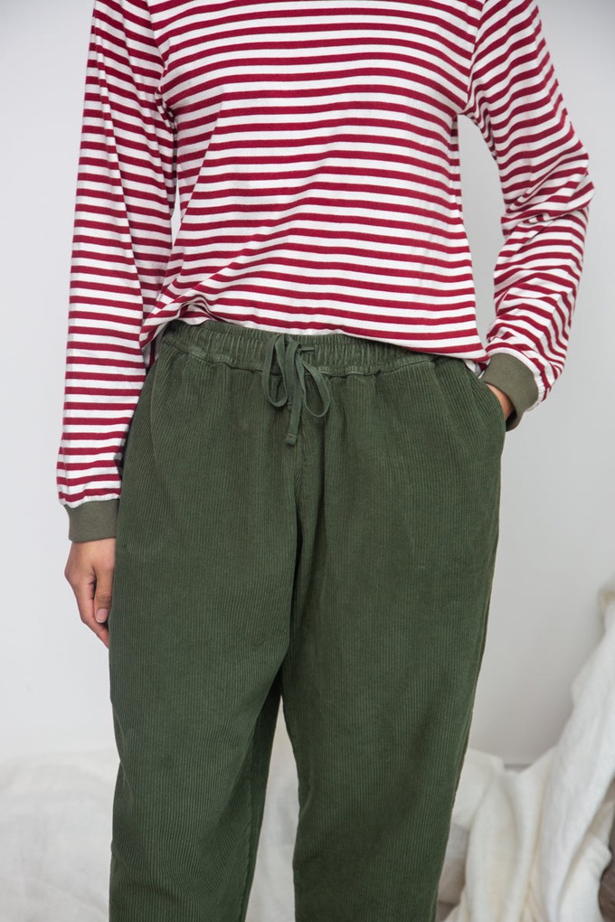 Cedar Organic Cotton Corduroy Trousers in Khaki from Beaumont Organic