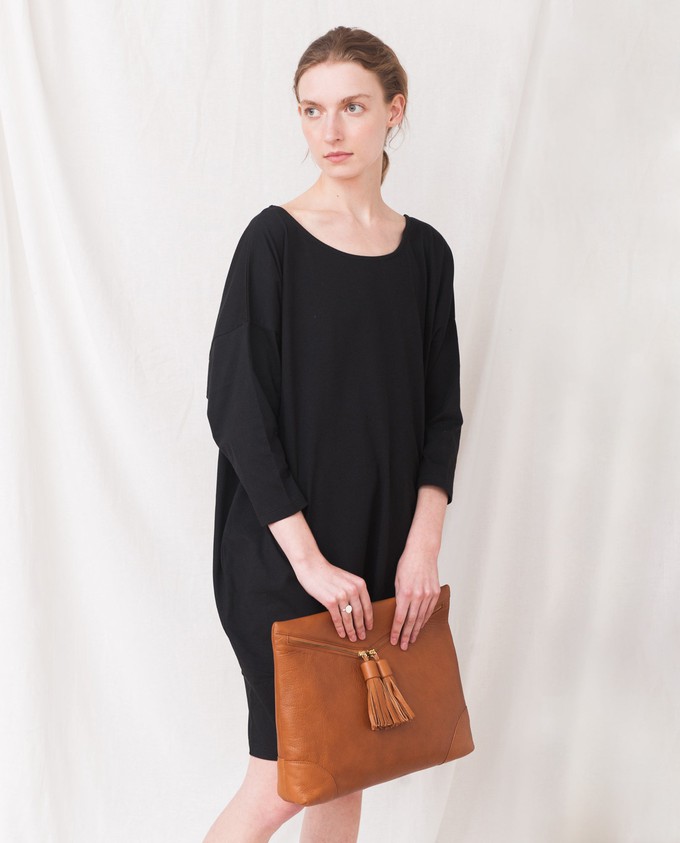 PORTO Leather Oversized Clutch In Tan from Beaumont Organic