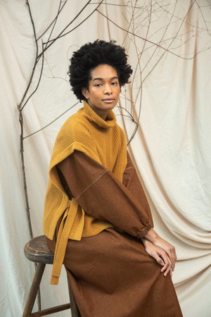 Kanon Recycled Wool Knitted Vest in Ochre Marl from Beaumont Organic
