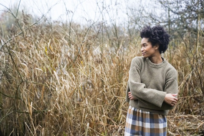 Leo Recycled Wool Knitted Jumper in Taupe Marl from Beaumont Organic