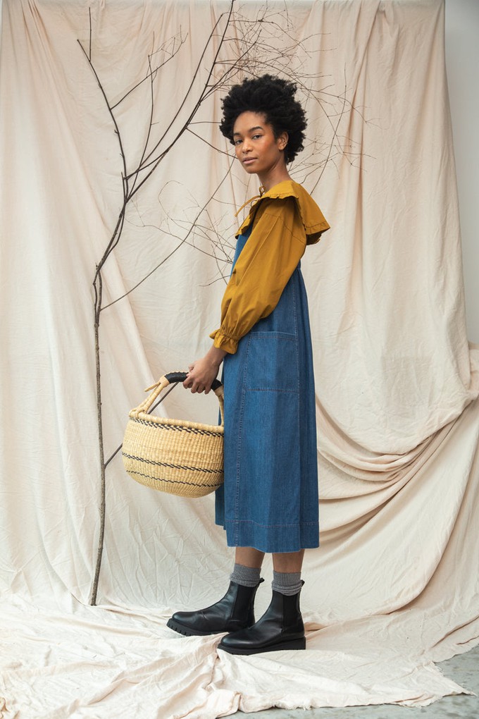 Nandina-Leigh Organic Cotton Denim Dress in Mid Blue from Beaumont Organic