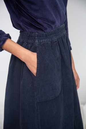 Alma Organic Cotton Corduroy Skirt in Night Sky Navy from Beaumont Organic