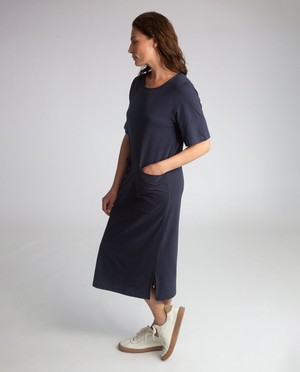 Lillian Organic Cotton Dress In Navy from Beaumont Organic