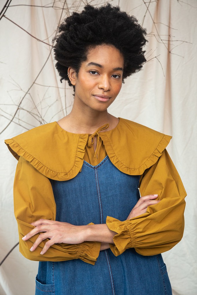 Nandina-Leigh Organic Cotton Denim Dress in Mid Blue from Beaumont Organic