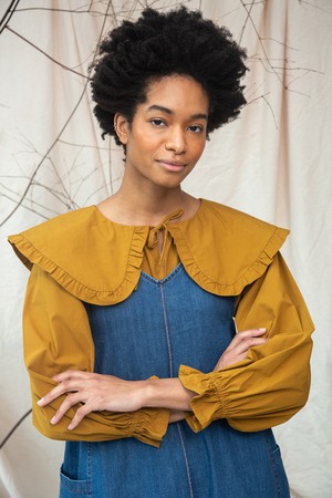 Nandina-Leigh Organic Cotton Denim Dress in Mid Blue from Beaumont Organic