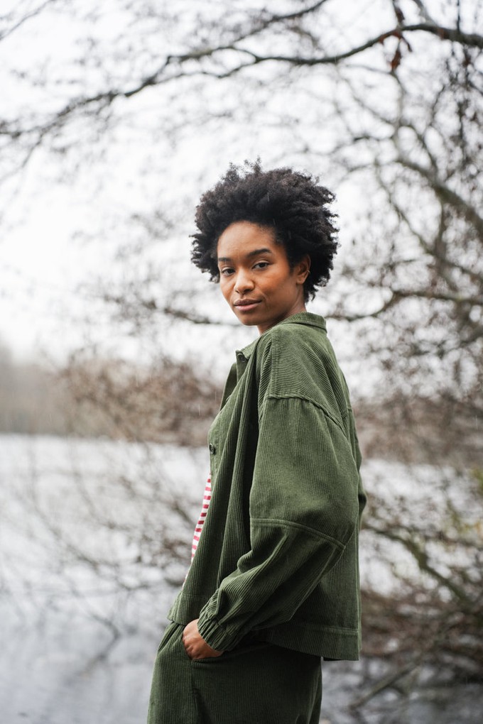 Tierra Organic Cotton Corduroy Overshirt in Khaki from Beaumont Organic
