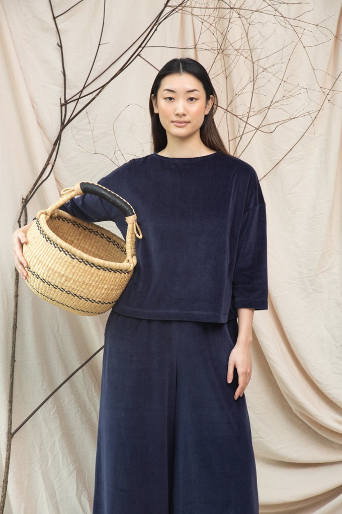Divya Organic Cotton Velour Top in Night Sky Navy from Beaumont Organic