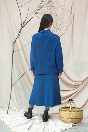 Tora Organic Cotton Knitted Jumper in Ink Blue from Beaumont Organic