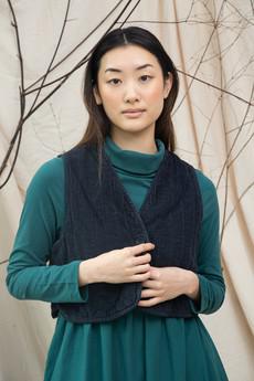 Lark Organic Cotton Corduroy Gilet in Night Sky Navy via Beaumont Organic