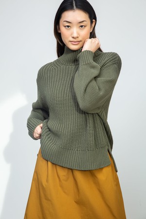 Tora Organic Cotton Knitted Jumper in Soft Khaki from Beaumont Organic