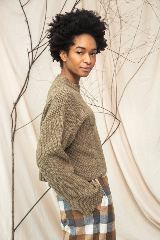 Leo Recycled Wool Knitted Jumper in Taupe Marl from Beaumont Organic