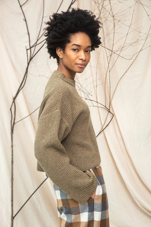 Leo Recycled Wool Knitted Jumper in Taupe Marl from Beaumont Organic