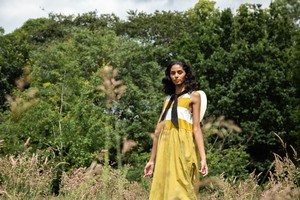 Rory-Sue Organic Cotton Jumpsuit in Olive and White Bold Stripe from Beaumont Organic