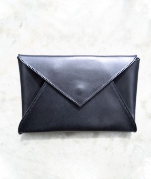 Pamplona Leather Envelope Clutch Bag in Dark Navy from Beaumont Organic