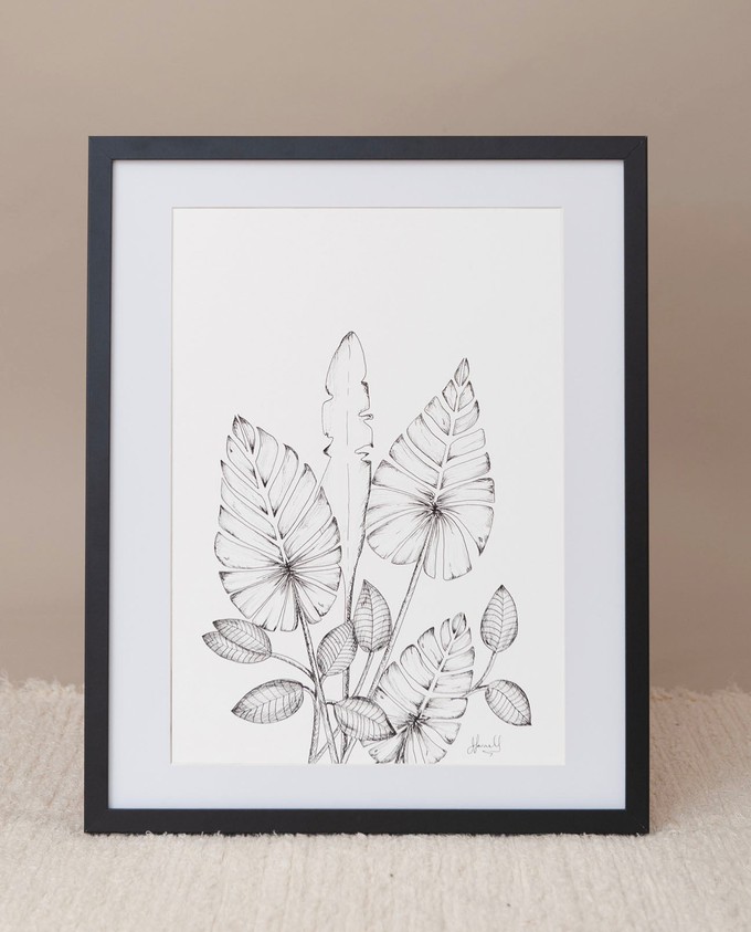 Leaf Risograph Print in Black from Beaumont Organic