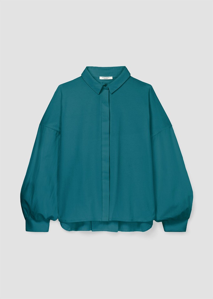 Konara Organic Cotton Jersey and Poplin Shirt in Pine from Beaumont Organic