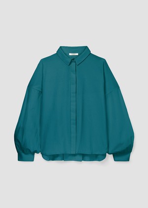 Konara Organic Cotton Jersey and Poplin Shirt in Pine from Beaumont Organic