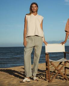 Martina-May Linen Trouser In Soft Sage from Beaumont Organic