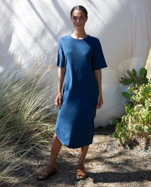 Elaine Organic Cotton Dress In Indigo from Beaumont Organic