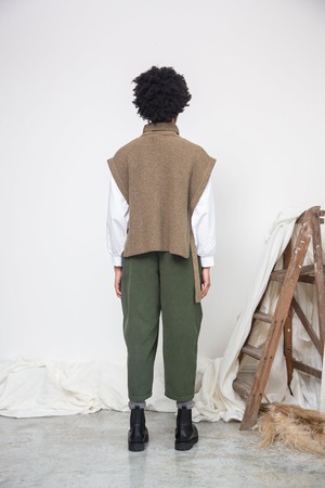 Kanon Recycled Wool Knitted Vest in Taupe Marl from Beaumont Organic