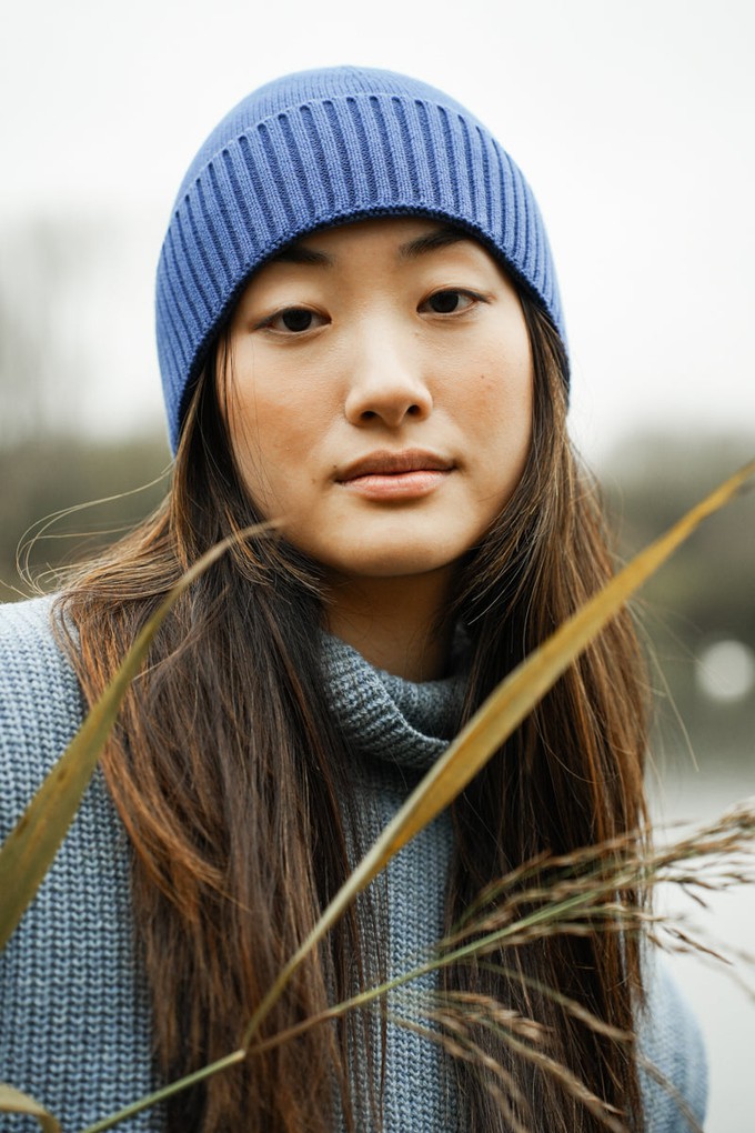 Evie Organic Cotton Knitted Hat in Ink Blue from Beaumont Organic