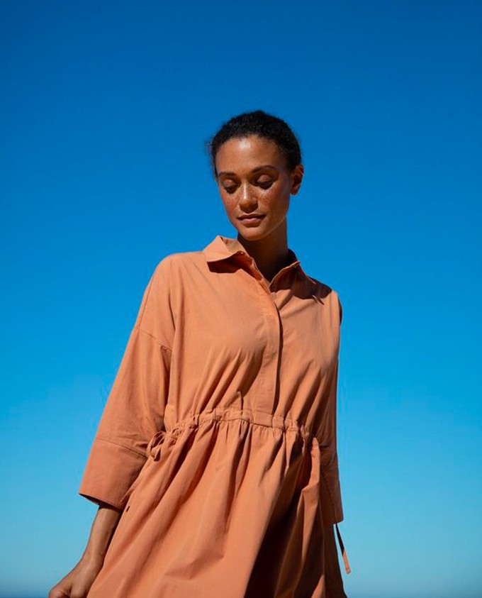 Thelma Organic Cotton Dress In Caramel from Beaumont Organic