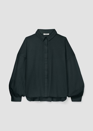 Konara Organic Cotton Jersey and Poplin Shirt in Black from Beaumont Organic